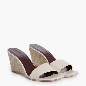 STAUD Billie Cream and Tan Wedge espadrille Sandals